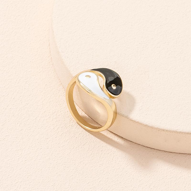 Anillo de pareja de bendición ajustable con símbolo de Yin Yang