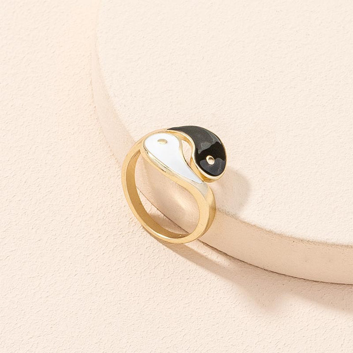 Anillo de pareja de bendición ajustable con símbolo de Yin Yang