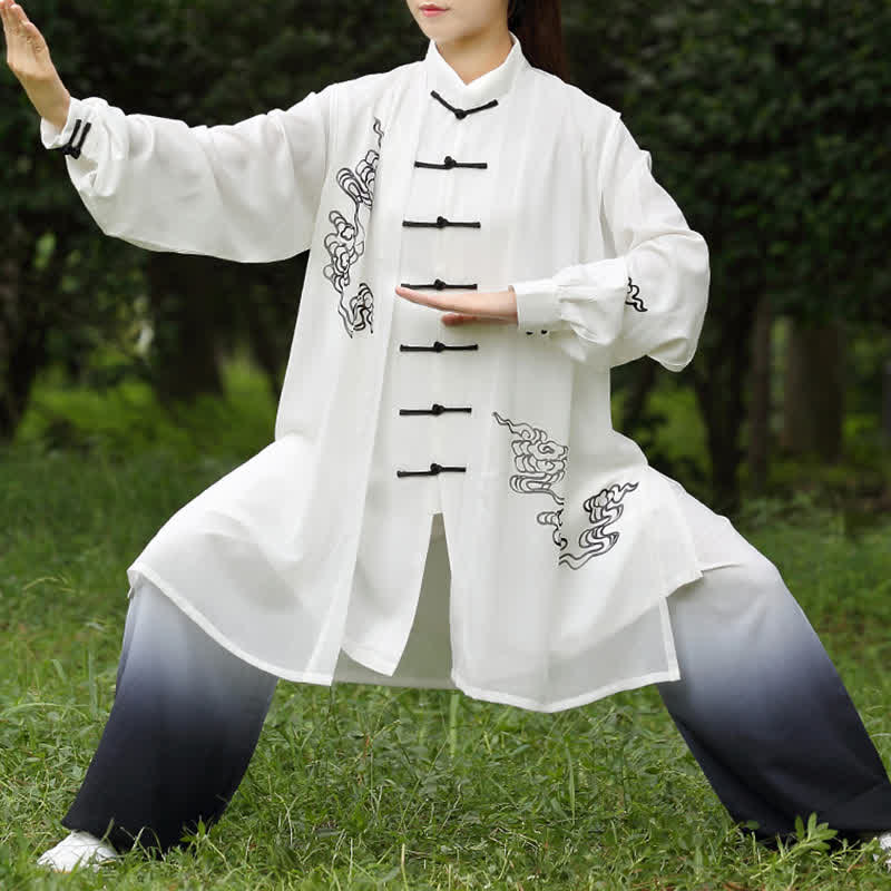 Buddha Stones Conjunto de ropa para mujer con gradiente de nubes auspiciosas, meditación, oración, espiritualidad, zen, tai chi y qigong. - image 3
