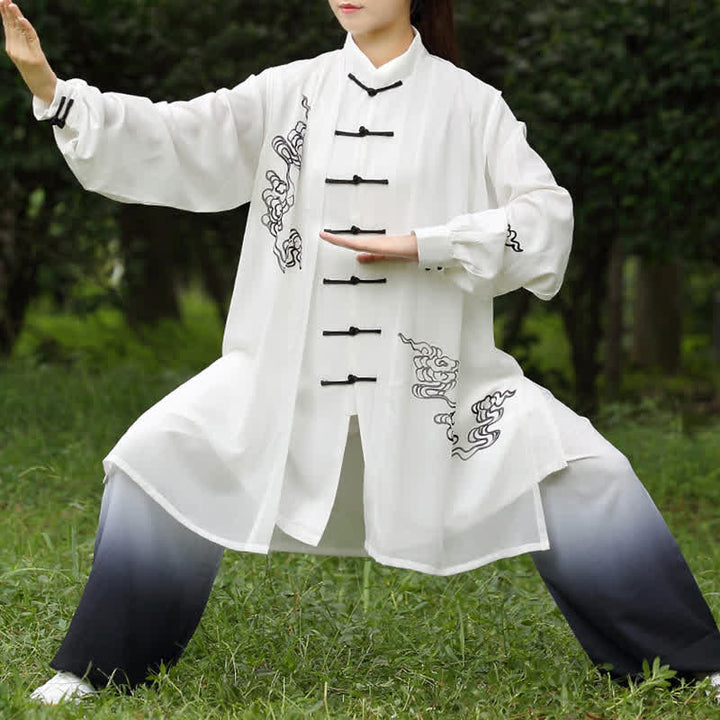 Buddha Stones Conjunto de ropa para mujer con gradiente de nubes auspiciosas, meditación, oración, espiritualidad, zen, tai chi y qigong. - image 0