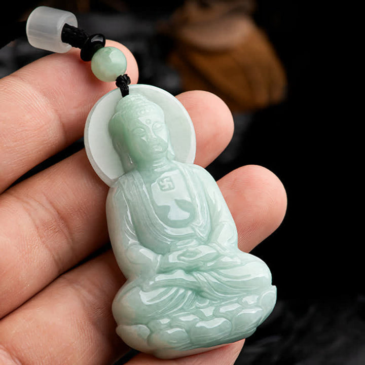 Collar de cadena de compasión con amuleto de jade de Buda Amitabha de Buddha Stones - image 13