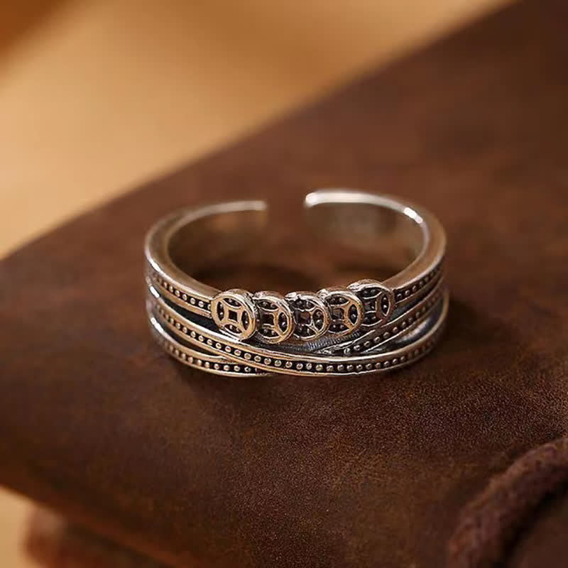Anillo de la suerte de la riqueza de la moneda de cobre