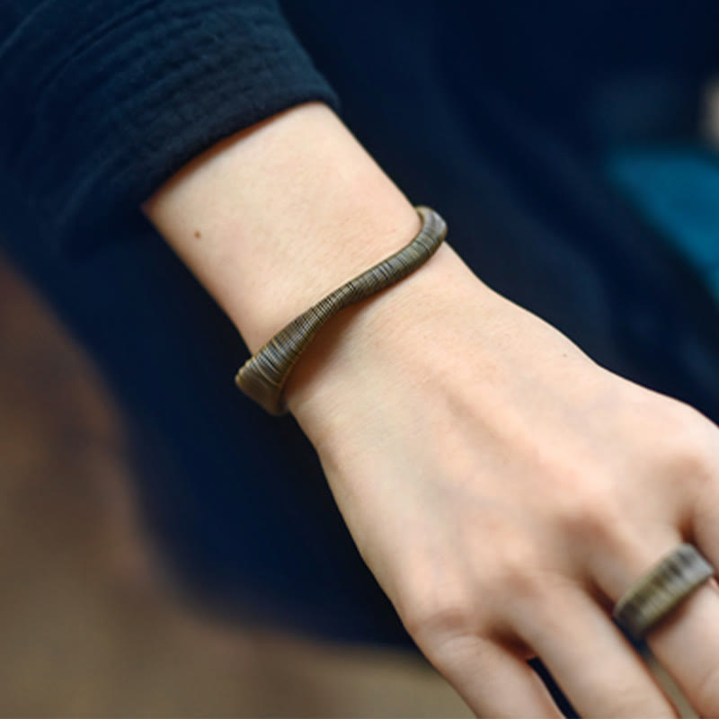 Pulsera ajustable con Buddha Stones, diseño Simple, envuelta en cobre, suerte y riqueza