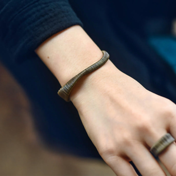 Pulsera ajustable con Buddha Stones, diseño Simple, envuelta en cobre, suerte y riqueza
