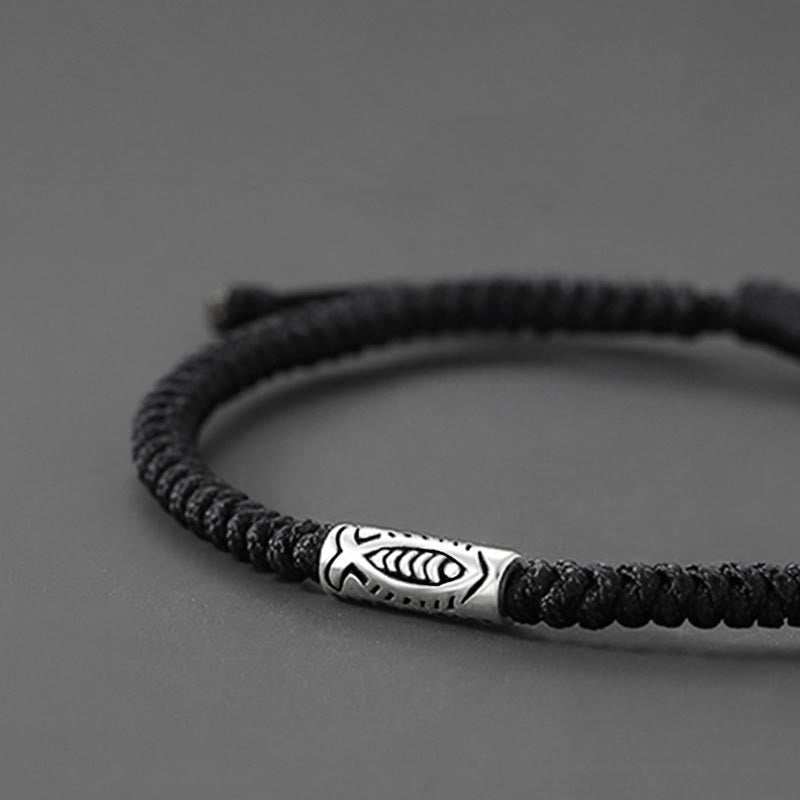 Pulsera de hilo negro con Buddha Stones del Tíbet Koi Fish Wealth