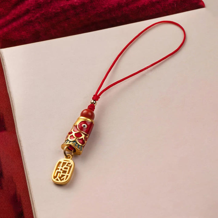 Buddha Stones, pez Koi, cinabrio que atrae la riqueza, deseo Ruyi, amuleto de suerte, decoración colgante para teléfono
