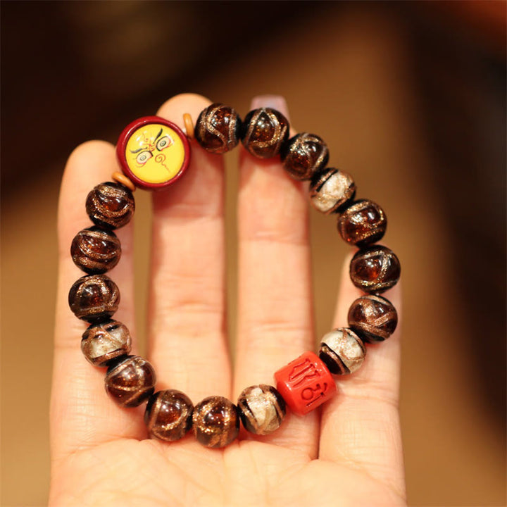 Pulsera de cuentas de la fortuna Thangka de la familia de las bestias que tragan oro tibetano, cinco dioses de la riqueza