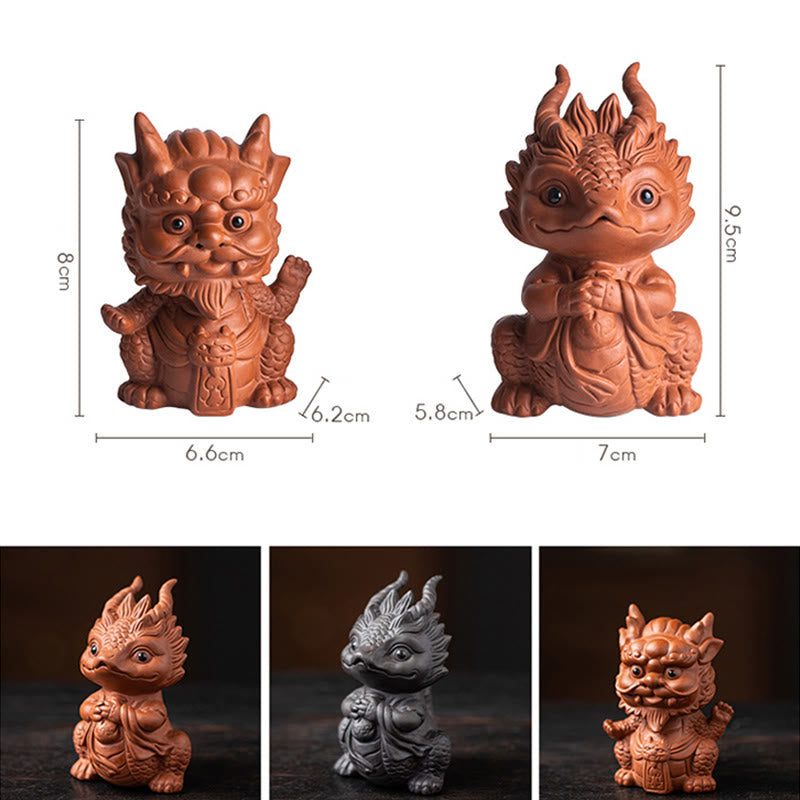 Buddha Stones, dragón de la suerte, riqueza, té, mascota, figura decorativa de arcilla púrpura, decoración