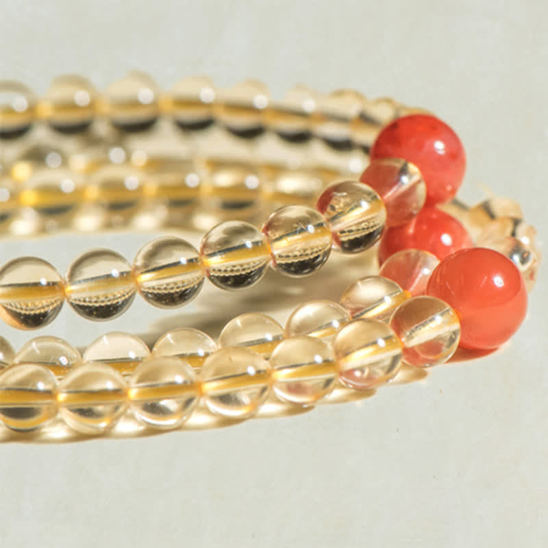 108 cuentas Mala de plata de ley 925, citrino Natural, ágata roja, Jade blanco, pulsera con dijes de prosperidad