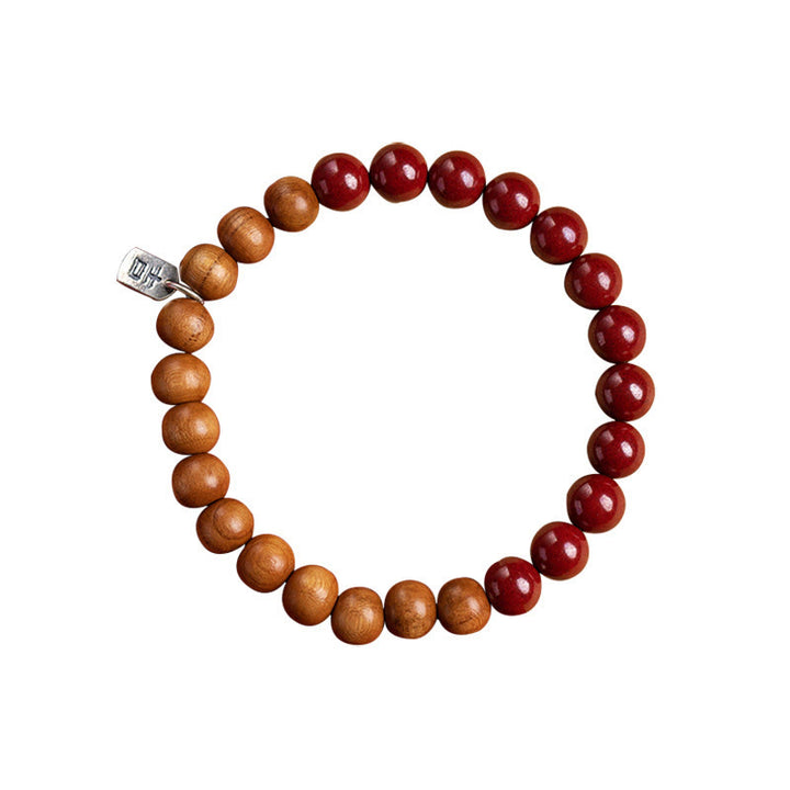 Pulsera de cinabrio de madera de melocotón de plata de ley 925 con Buddha Stones para protegerse de los malos espíritus - image 11