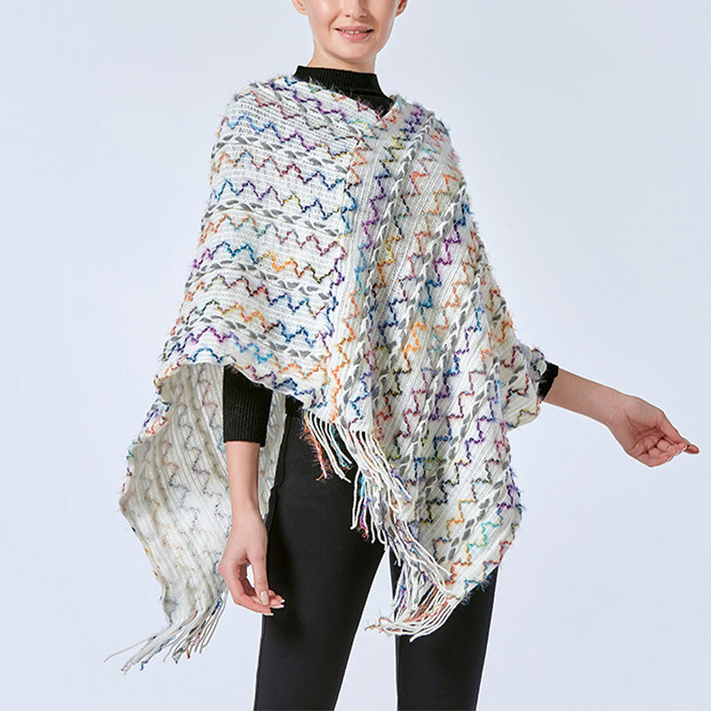 Buddha Stones tibetano colorido chal a rayas borlas jersey invierno acogedor viaje bufanda abrigo