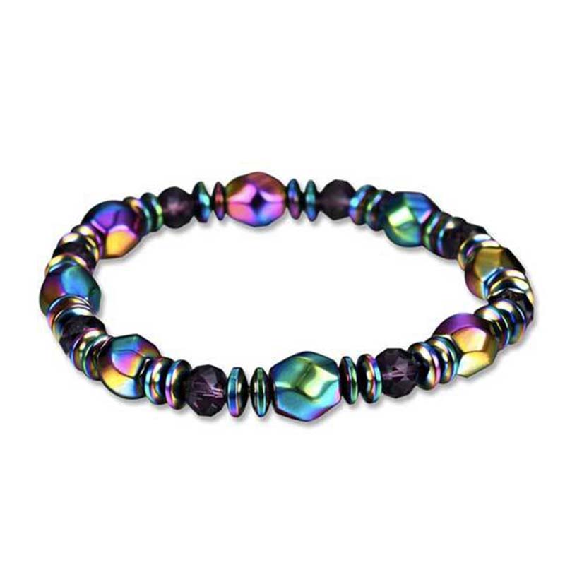 Pulsera de bienestar de hematita arcoíris con Buddha Stones