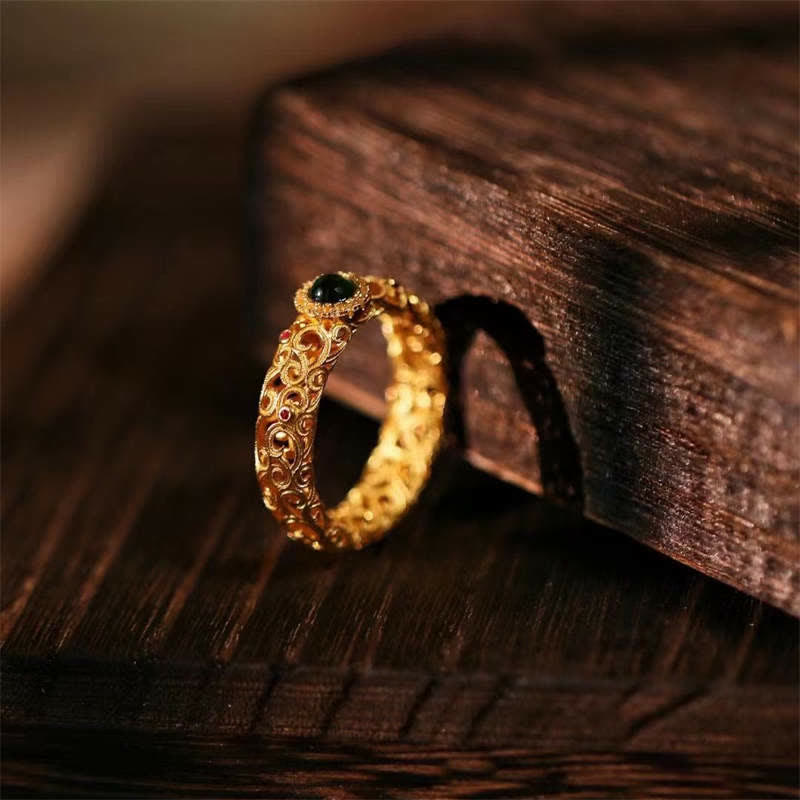 Anillo de la suerte del éxito del jade cian de plata de ley 925 con Buddha Stones - image 4