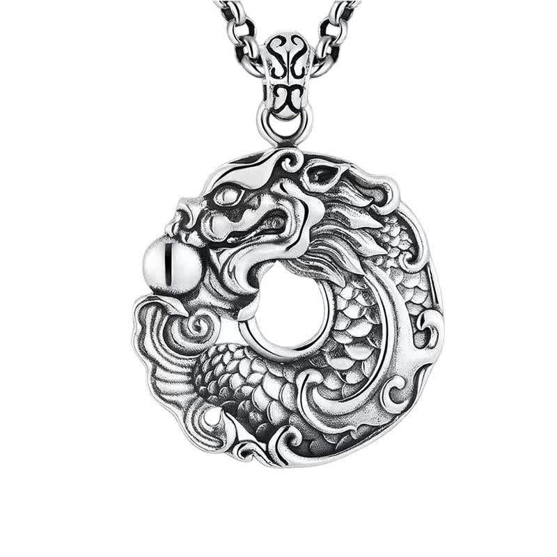 Colgante de collar de riqueza con hebilla de paz y dragón de pez Koi - Dragón pez koi - image 1