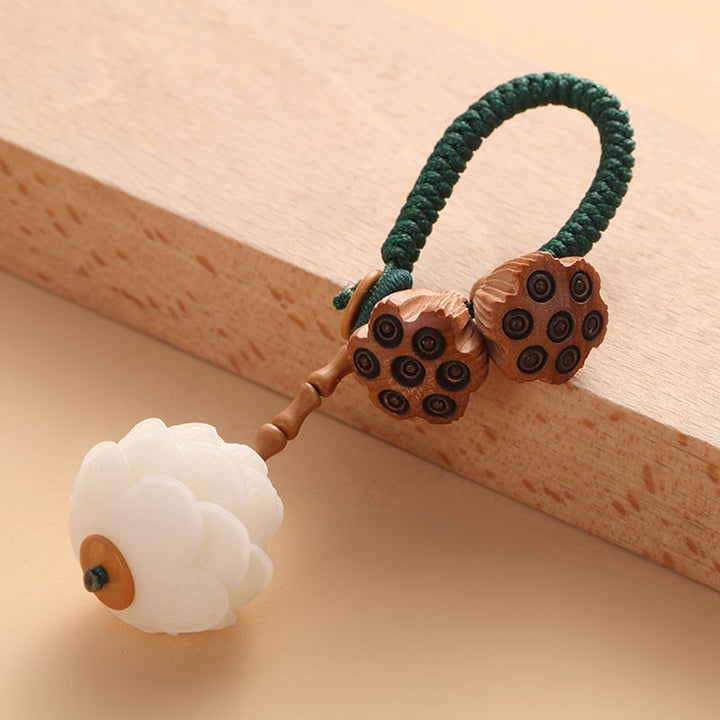 Buddha Stones, loto, semilla Bodhi blanca Natural, madera de melocotón, decoración