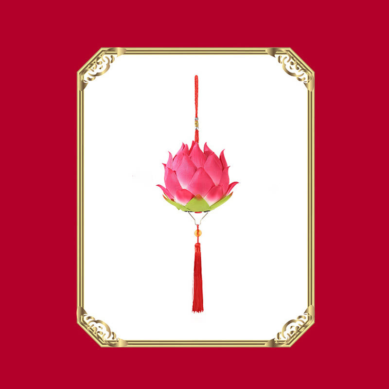 Buddha Stones DIY flor de loto dragón linterna borla lámpara decoración