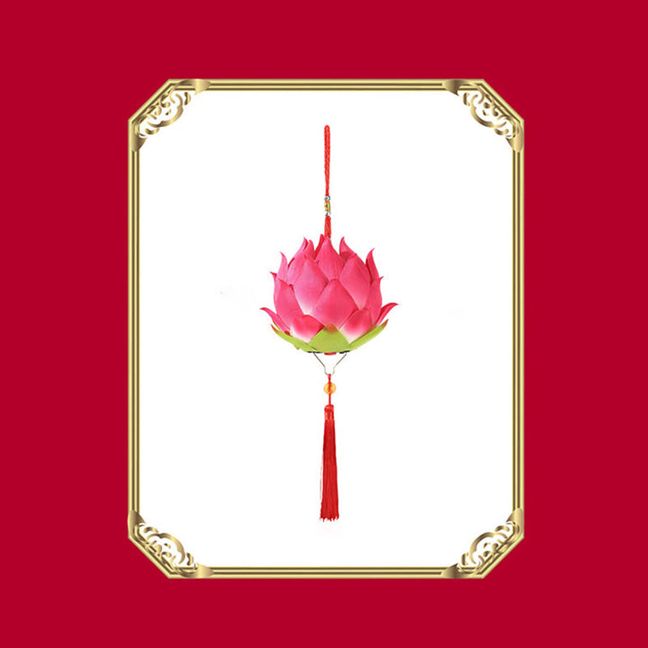 Buddha Stones DIY flor de loto dragón linterna borla lámpara decoración