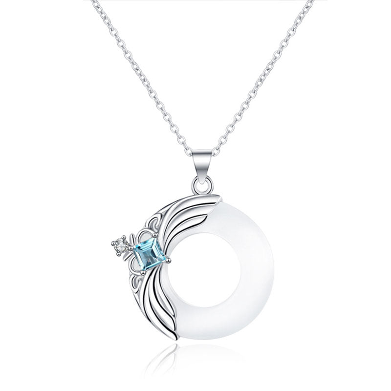 Colgante de collar curativo de la suerte de cobre con alas de amor