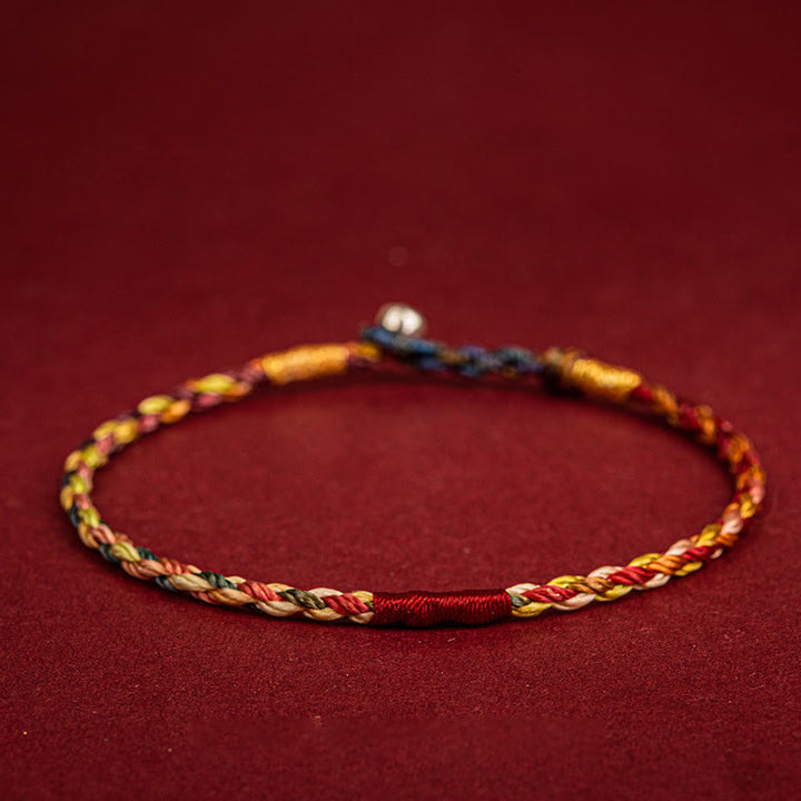 Pulsera hecha a mano con Buddha Stones, hilo de cinco colores, suerte, pareja, niño y adulto