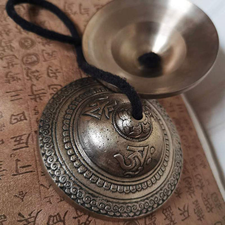 Campana tibetana Tingsha, nube auspiciosa, seis palabras verdaderas, decoración de riqueza de cobre