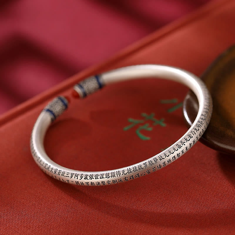 Pulsera de protección de ágata roja grabada con Sutra de corazón de plata de ley 999 con Buddha Stones - image 2