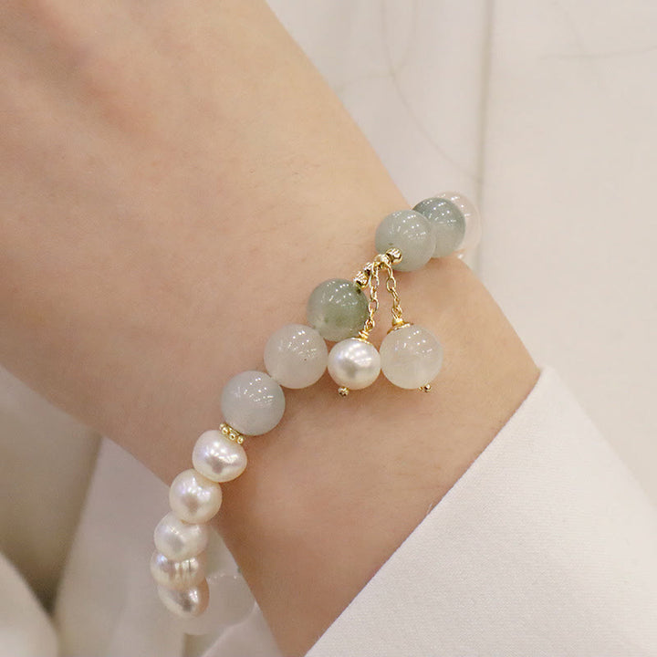 Pulsera de sinceridad curativa de jade y perlas naturales de Buddha Stones