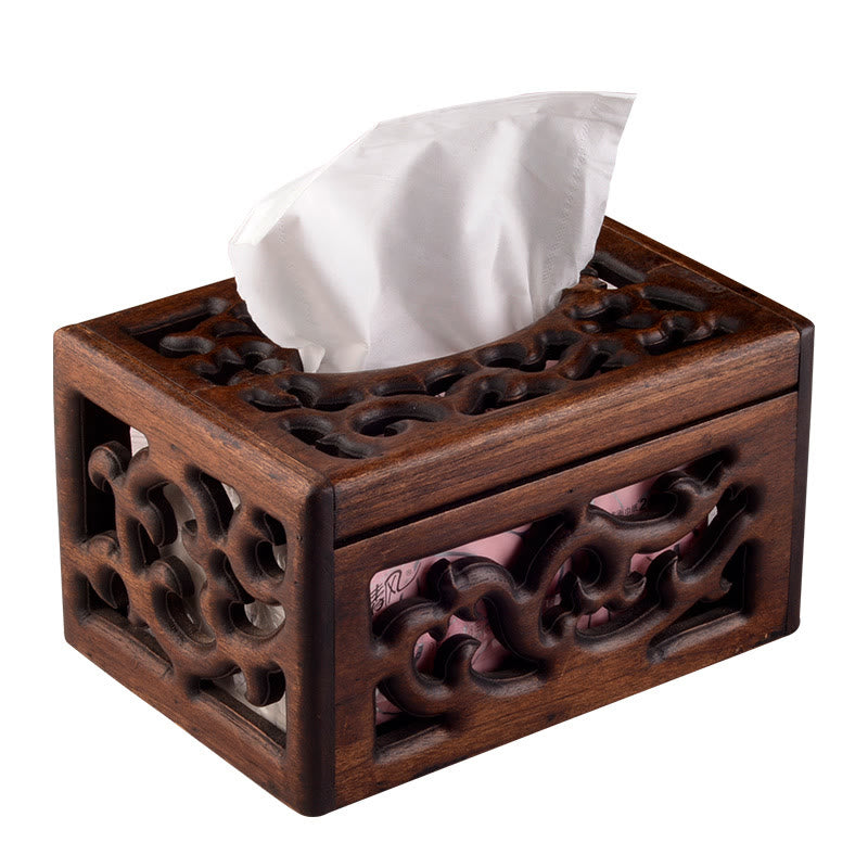 Caja de pañuelos de madera Retro, soporte de pañuelos de madera grabado, cajas de toallitas, decoración