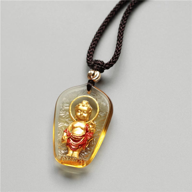 Collar con colgante de serenidad de cristal Liuli de Buda tibetano con Buddha Stones - image 2