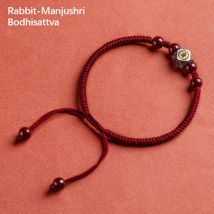 Pulsera de plata de ley 925 con Buddha Stones , zodíaco chino, Buda natal, cinabrio, calma