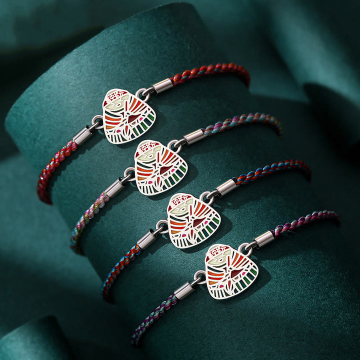 Pulsera hecha a mano multicolor con Buddha Stones de plata de ley 925 con patrón Zongzi de la suerte