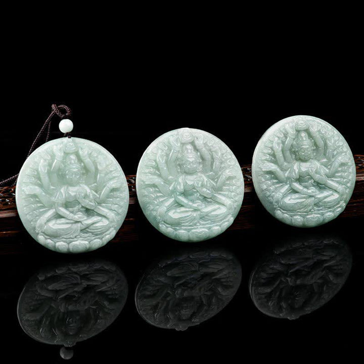 Colgante de collar de cadena con bendición de jade de Avalokitesvara Kwan Yin de mil manos - image 8