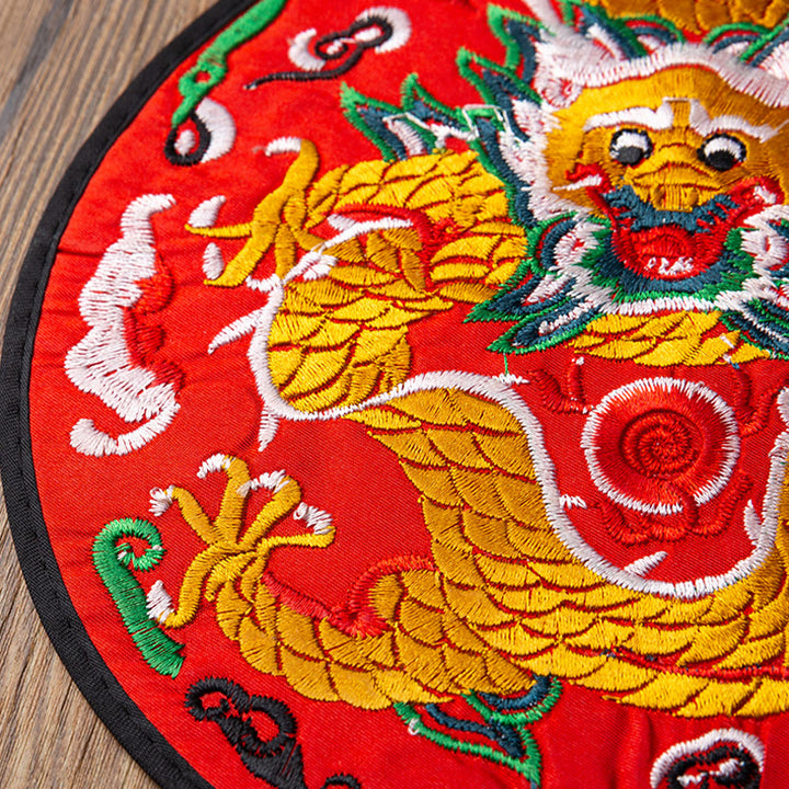 Tapete para taza de Bordado de dragón con Buddha Stones, posavasos para taza de té, tapete para té de Kung Fu