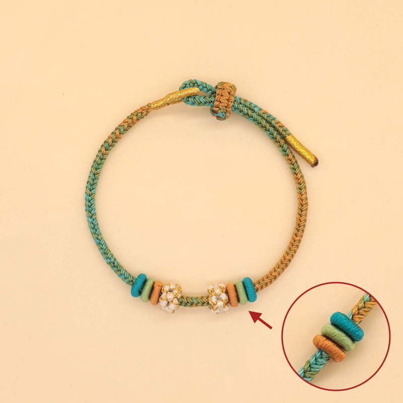 Pulsera trenzada de cuerda de la suerte con nudo de paz de ocho hilos hecha a mano con Buddha Stones - image 3