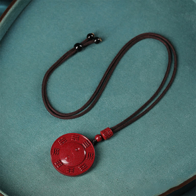 Colgante de collar de bendición de Buddha Stones cinabrio Yin Yang Bagua - image 3