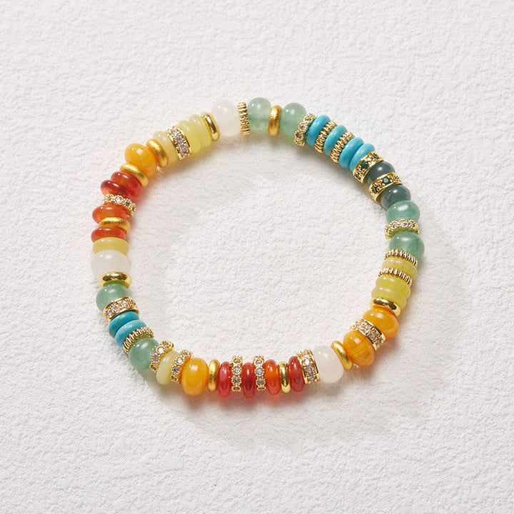 Pulsera de confianza de arcoíris de jade de ágata roja natural con Buddha Stones