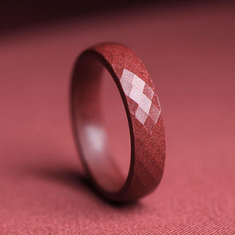 Anillo de bendición de nubes auspiciosas con Buddha Stones cinabrio Om Mani Padme Hum