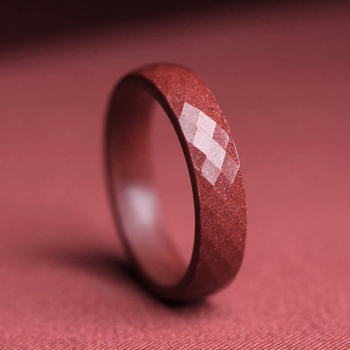 Anillo de bendición de nubes auspiciosas con Buddha Stones cinabrio Om Mani Padme Hum