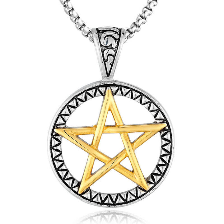 Colgante de collar de equilibrio de acero de titanio con pentagrama