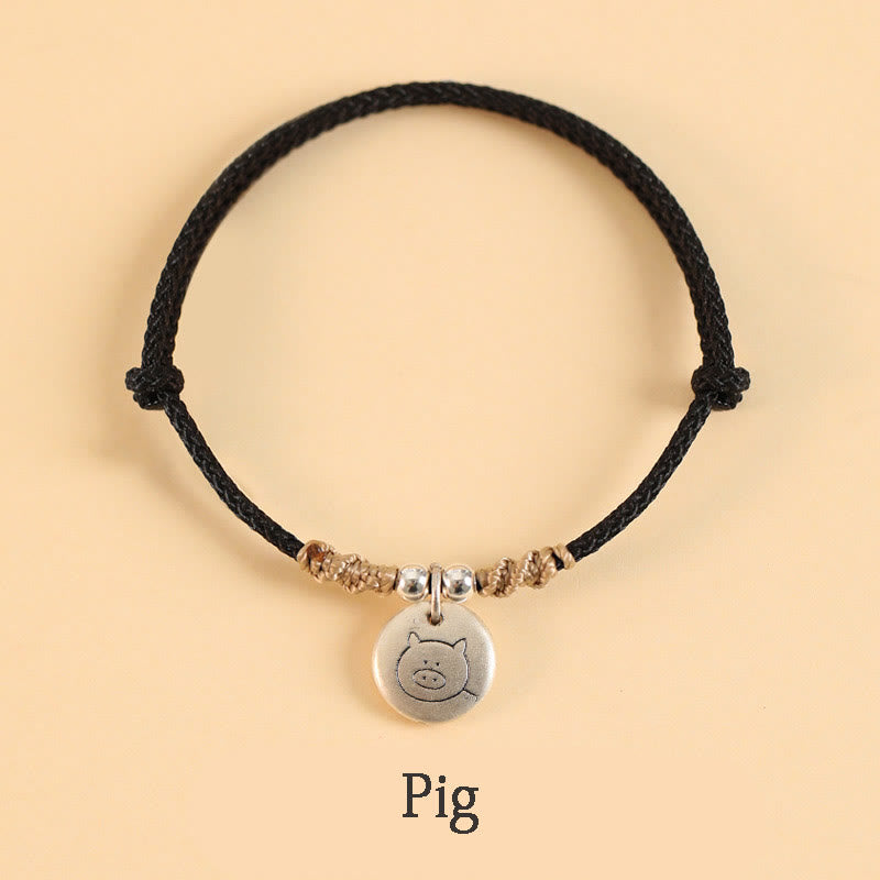 Pulsera trenzada de la suerte del zodíaco chino, hecha a mano, de plata de ley 999 con Buddha Stones, año del dragón