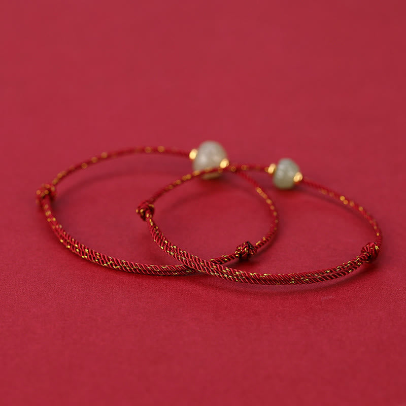 Pulsera de hilo rojo de la suerte de loto de jade hetiano chapado en plata de ley 925 con Buddha Stones - image 2