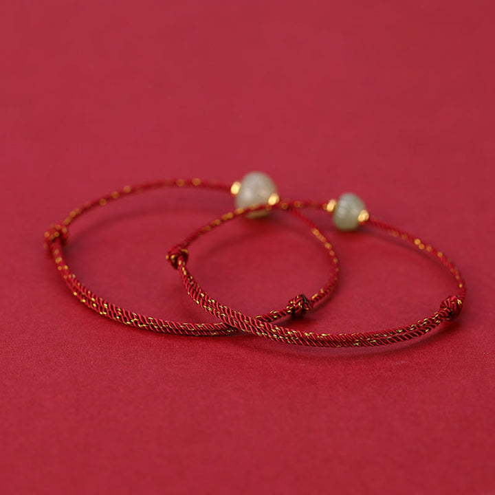 Pulsera de hilo rojo de la suerte de loto de jade hetiano chapado en plata de ley 925 con Buddha Stones - image 2