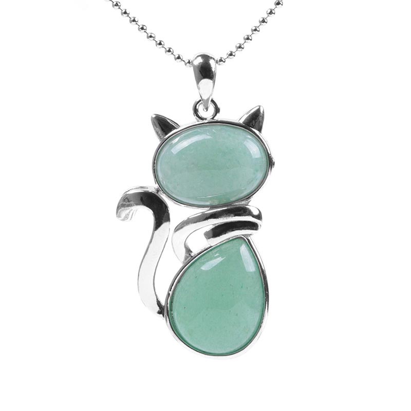 Colgante de collar de protección de cristal natural con diseño de gato de Buddha Stones - image 2