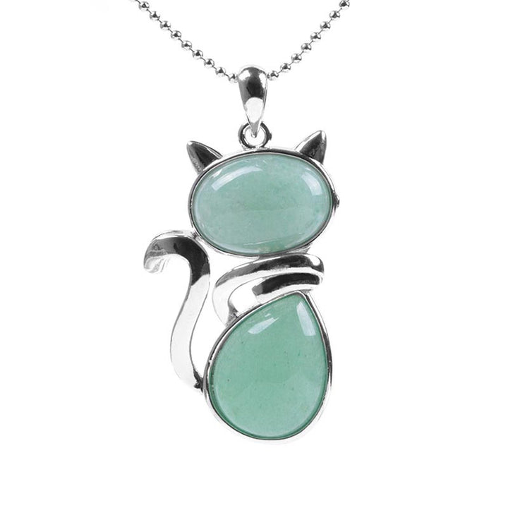 Colgante de collar de protección de cristal natural con diseño de gato de Buddha Stones - image 2