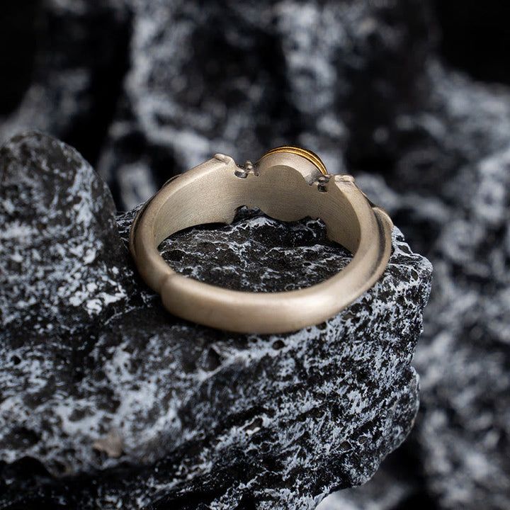 Anillo ajustable de plata de ley 925 con Buddha Stones Manjusri Mantra Om Mani Padme Hum Peace
