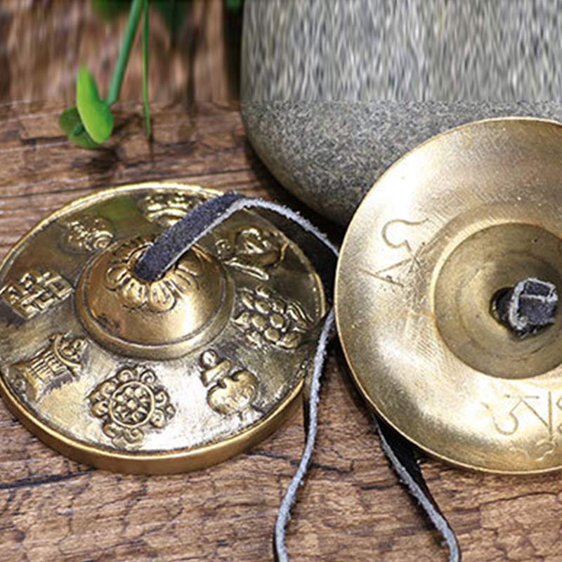 Buddha Stones tibetano Tingsha campana seis palabras verdaderas dragón cobre equilibrio decoración con bolsa