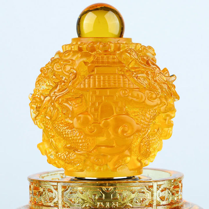 Buddha Stones Feng Shui dragón auspicioso hecho a mano Liuli cristal giratorio pieza de arte suerte decoración de la Oficina del hogar