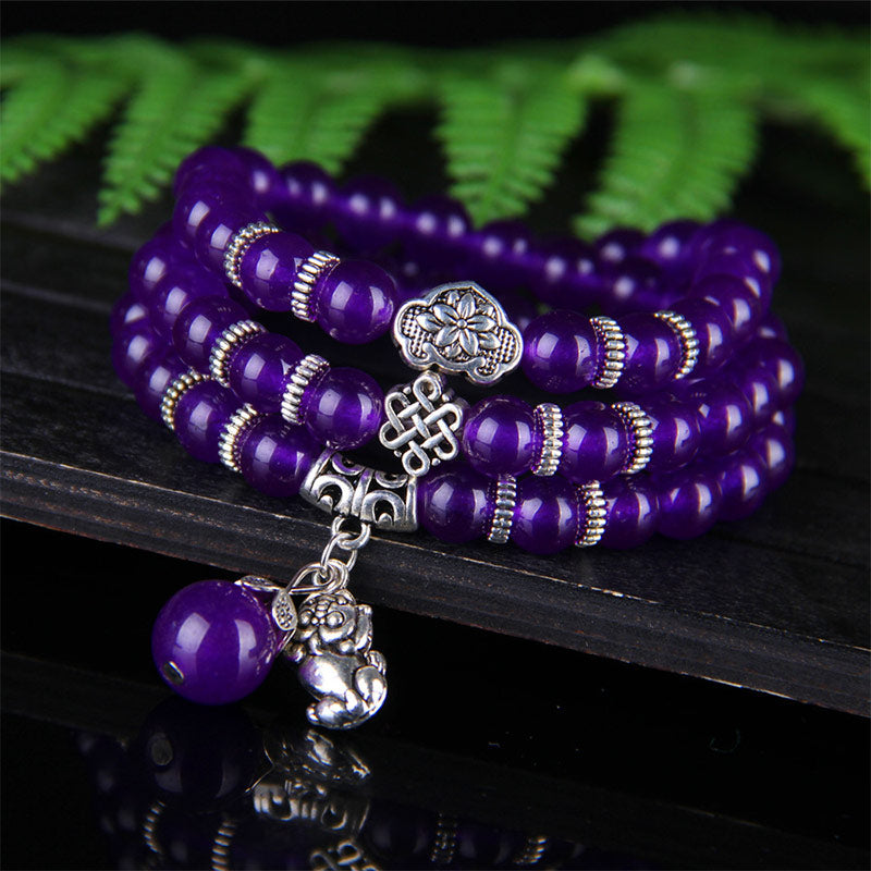 Buddha Stones La pulsera de riqueza Pixiu de amatista