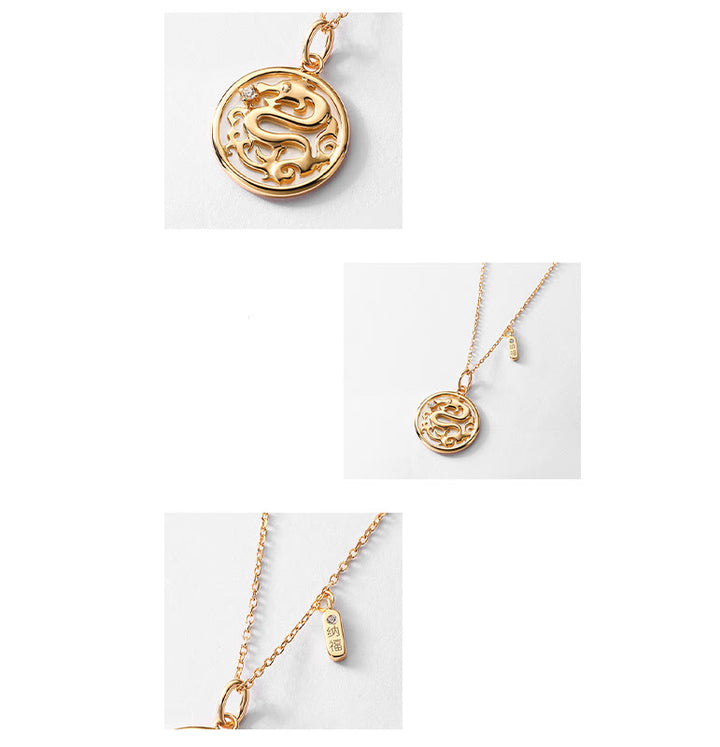 ❗❗❗Una venta flash: Buddha Stones de plata de ley 925 con piedra Tridacna del año del dragón Fu, colgante de collar con fuerza de la suerte