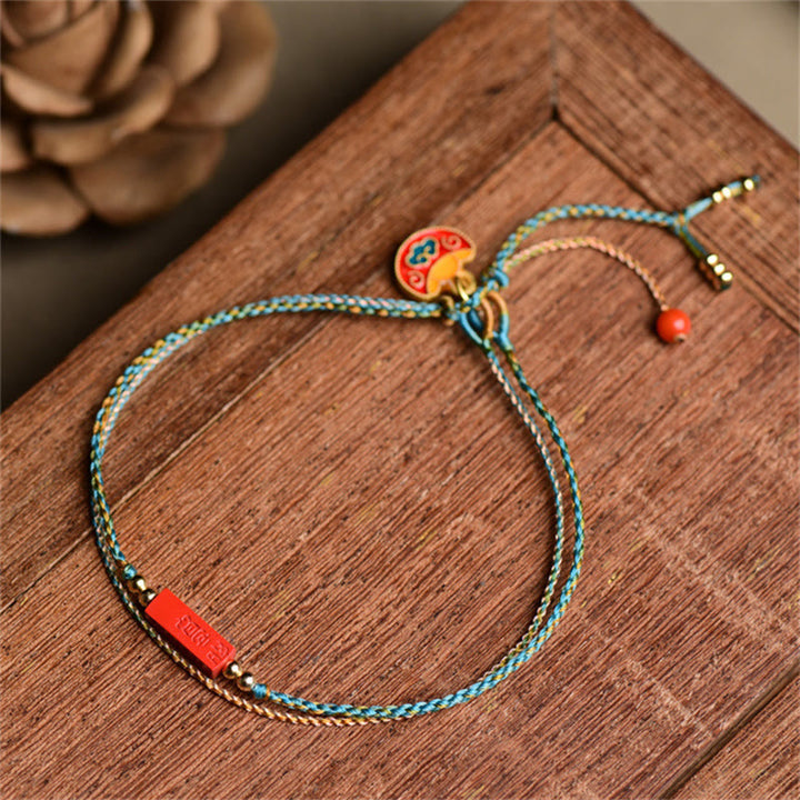 Pulsera de doble capa trenzada con Buddha Stones hecha a mano con cinabrio como uno desea bendición