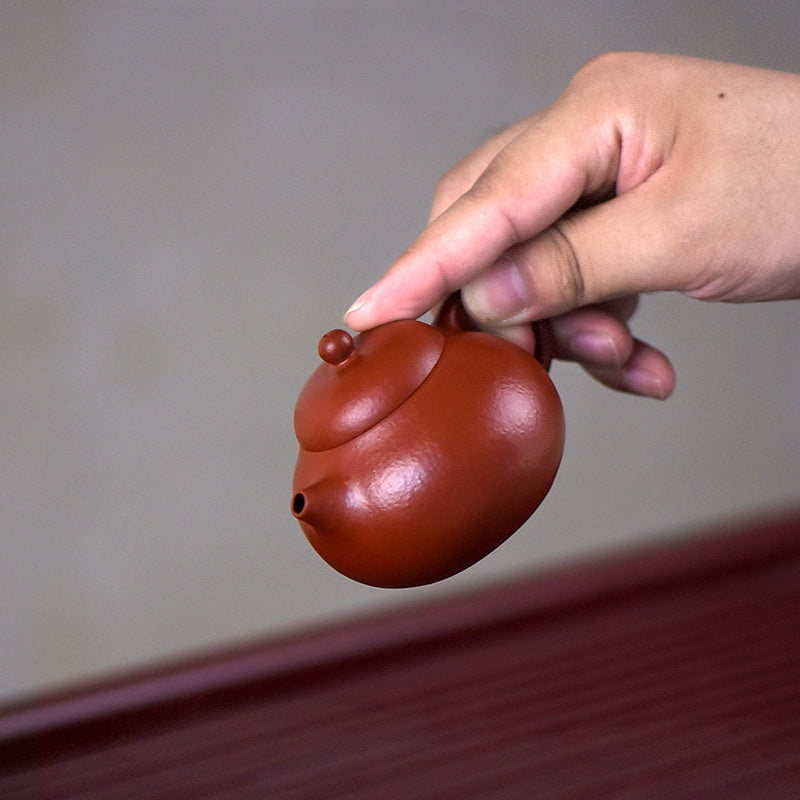 Tetera de kungfú de arcilla púrpura marrón Wen Dan hecha a mano con Buddha Stones Yixing